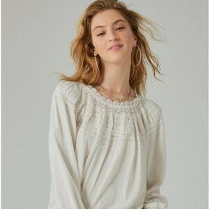 4/$20 Fresh Butter Blouse Peasant Cotton Top vintage style cream small